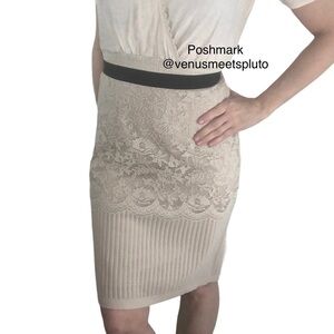 H&M Skirt Crochet Lace Sz M Cream Festival Boho Regency Coquette Victorian Doily